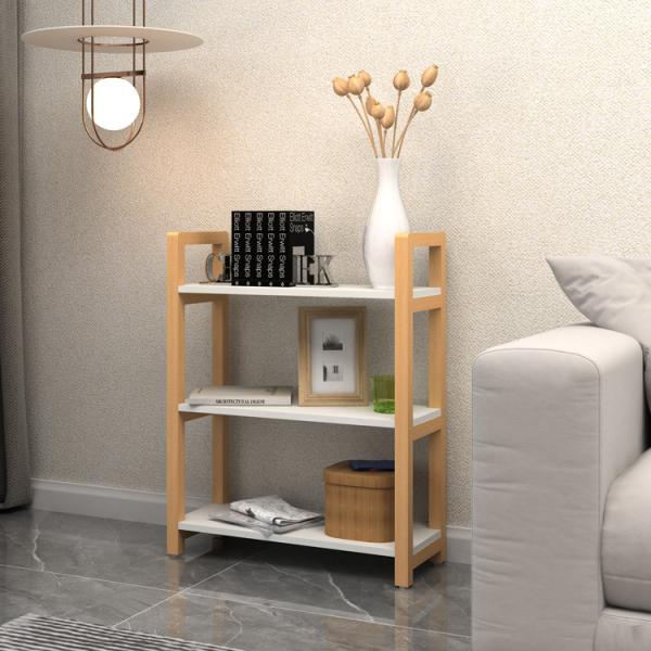 Three Tier Wooden Storage Rack White For Bedroom / Living Room / Office /