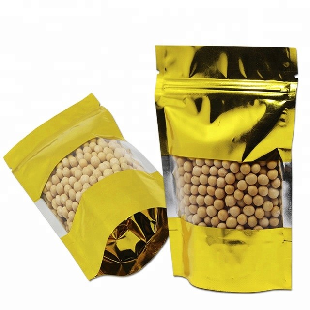 OEM customized professional manufacturer Golden printing aluminum foil Zipper Doypacks