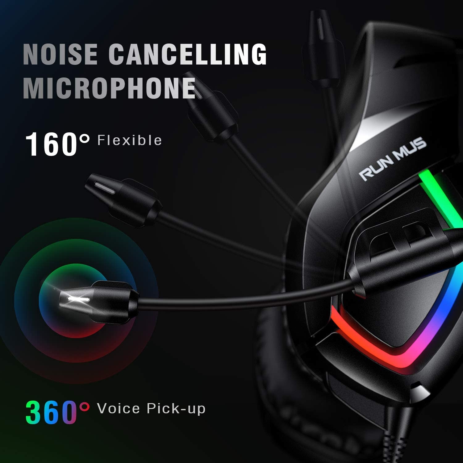 50mm 117dB RUNMUS K1B Stereo Gaming Headset With LED Light