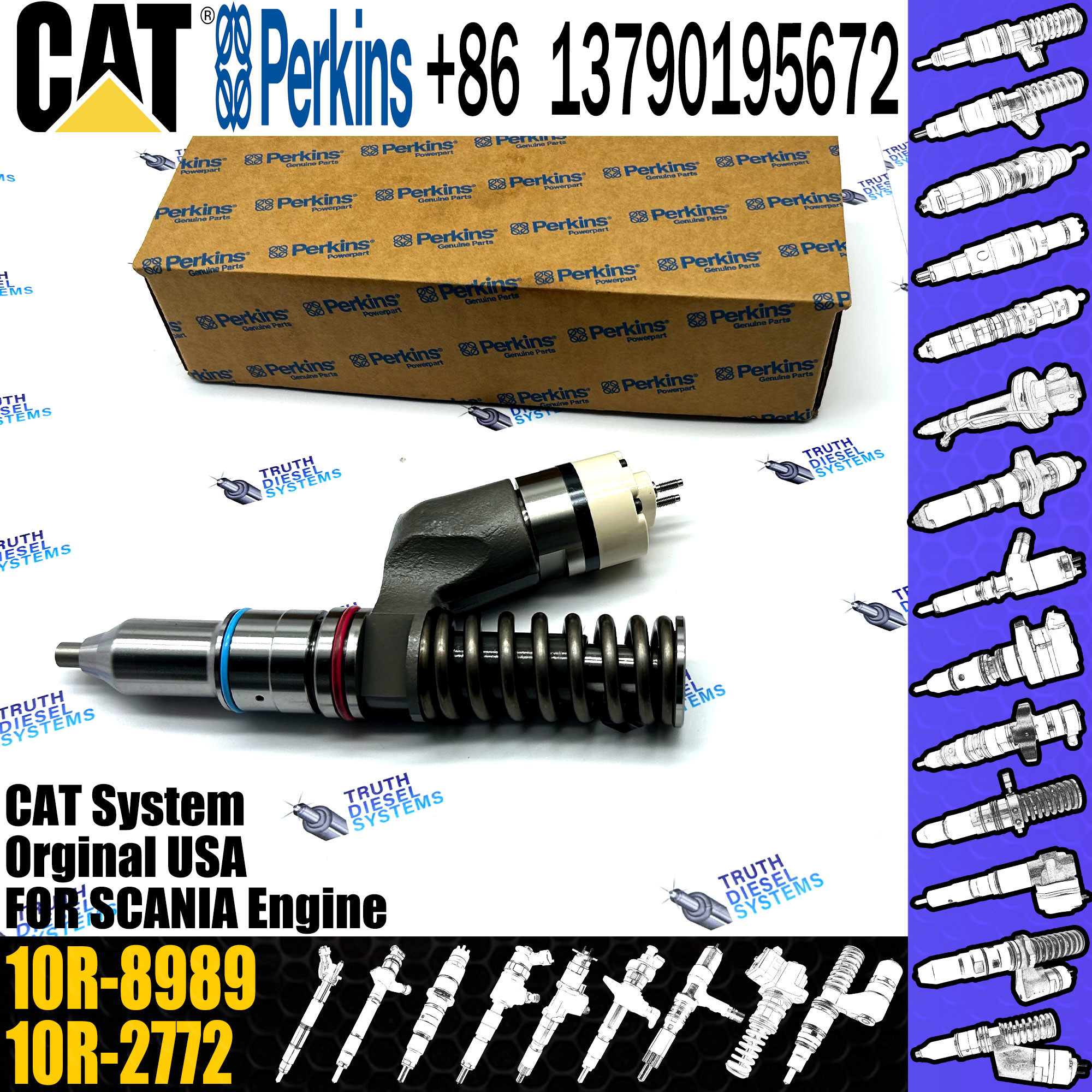 CAT C15 Engine Diesel Common Rail Injector 2800574 280-0574 10R8989 10R-8989 For Caterpillar