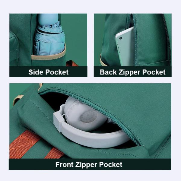Green 42cm Travel Laptop Backpack Expandable Roll Top Backpack Oxford OEM