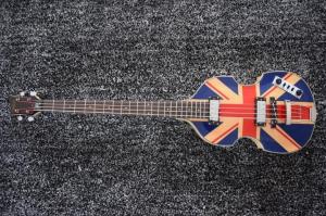 Wholesale Tiger Maple back&amp;Side Union Jack Top Hofner Icon Series Vintage Violin 4 Strings Bass from china suppliers