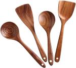 4pcs set eco-friendly Natural Teak Kitchen Wooden Utensils customized logo and