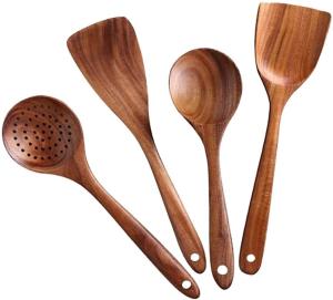 Wholesale 4pcs set eco-friendly Natural Teak Kitchen Wooden Utensils customized logo and packaging from china suppliers