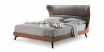 Modern Home Furniture Leather Upholstery Headboard Wing Back King Size Frame Bed