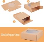Round Clear Window Kraft Paper Gift Wrapping Box for Homemade Soap Wedding Party