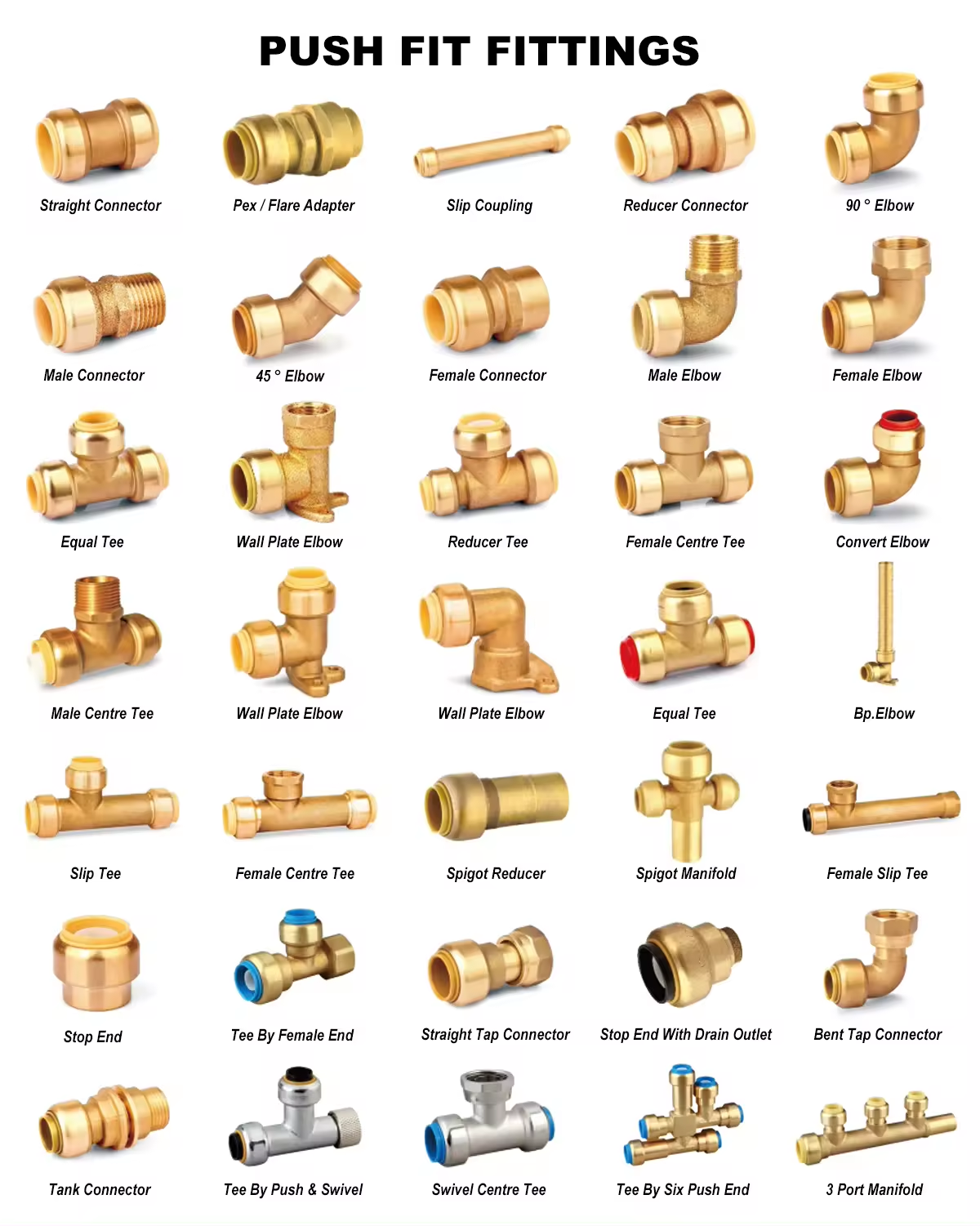 Thread Ferrule Connecting Pex Compression Pipe Fittings Female Male Elbow Tee Socket Brass Material with Hexagon Head Code