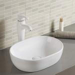 Ceramic Oval Counter Top Bathroom Sink 18 Inch 15" Depth