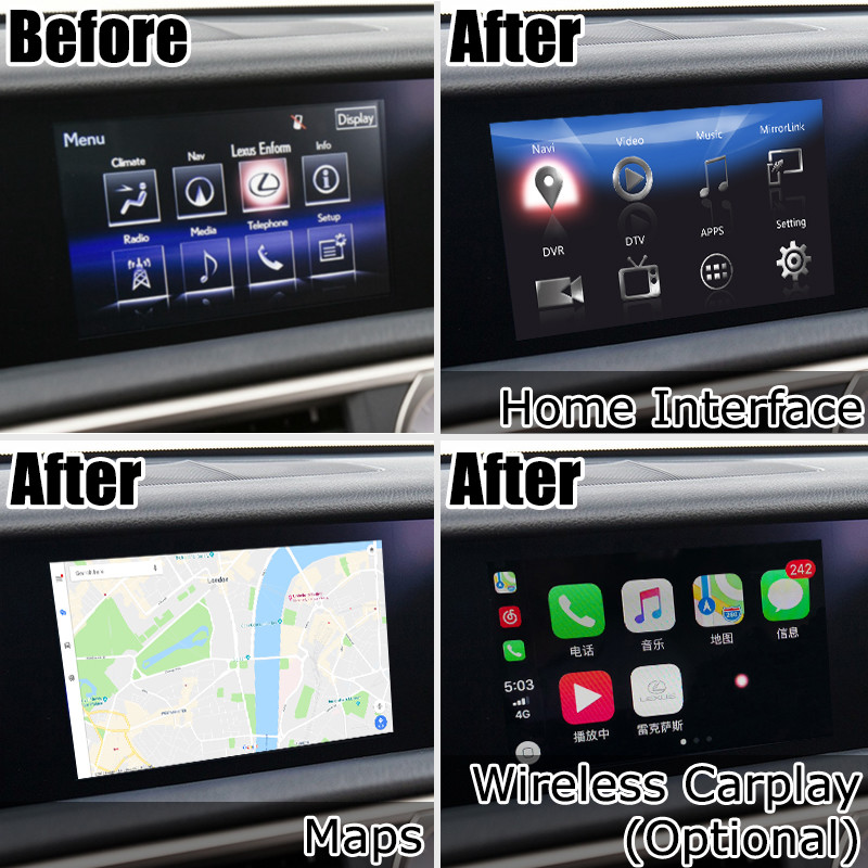 Lexus RC350 RC300h RC200t RCF GPS Navigation Box video interface youtube Google play optional wireless carplay