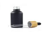 Luxury Bamboo Lid Dark Glass Dropper Bottles With Black Matte Glass Material