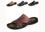 Comfortable Summer Mens Beach Slippers , Brown / Yellow Mens Slip On Slippers