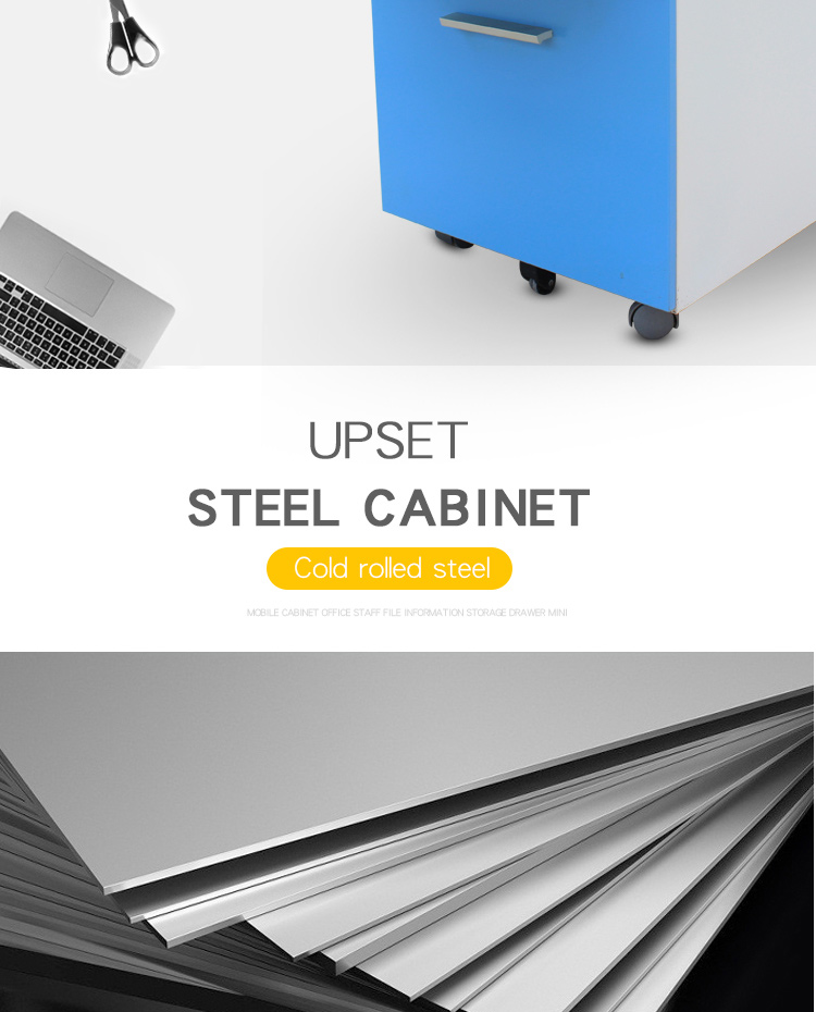 3 Drawers 0.6mm Office Filing Cabinets Cold Rolled Steel