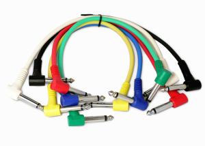 Wholesale Colorful 6pcs Audio Visual Cables , Electric Guitar Cable 90 Degree 6.35mm from china suppliers