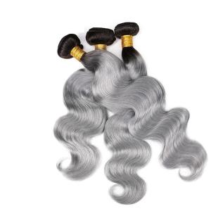 Wholesale Virgin Indian Human Hair Bundles , Grey Ombre Hair Bundles Two Tone Full End from china suppliers
