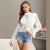 Buy cheap Anti wrinkle Ladies Lace Tops White Lace Peplum Blouse Full Sleeve from wholesalers