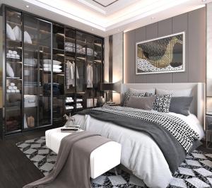 Wholesale Bespoke Modern Bedroom Wardrobe Closet Custom With LED Light And Glass Doors from china suppliers
