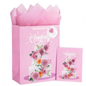 Wholesale Custom Pattern Type Folding Pink Wedding Gift Packaging Tote Paper Bag for Wedding Cake from china suppliers