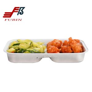 Wholesale 40mic Thickness Airline Meal Tray With Lid 2 Compartment Aluminum Food Container from china suppliers