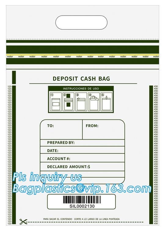 security deposit bags bank deposit bags cash deposit bags, general bank plastic deposit bags supply, Coin and Bank Note