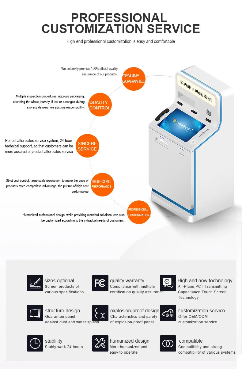 Government Service Terminal Bill Acceptor Ticket Self Service Kiosk