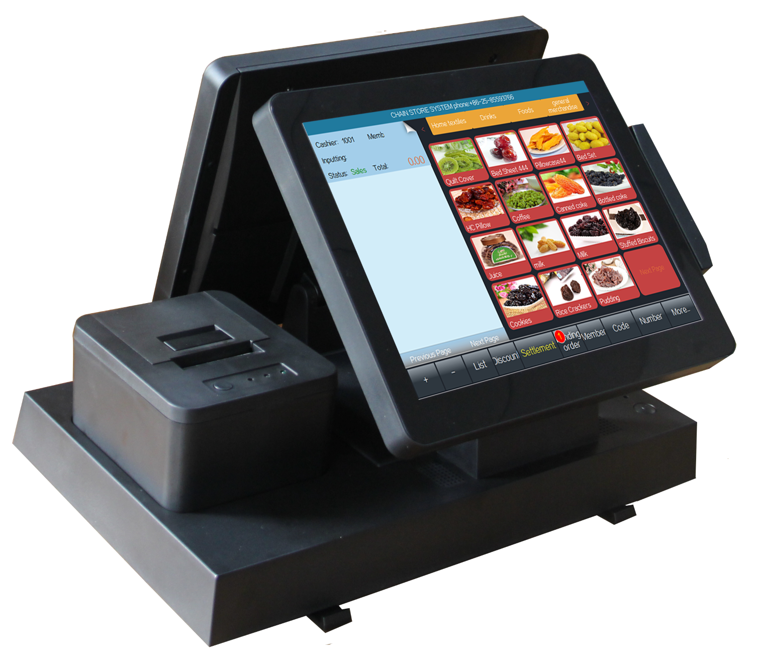 Commercial Retail Payment Terminal with Capacitive Touch Screen Keyboard and Cash Drawer