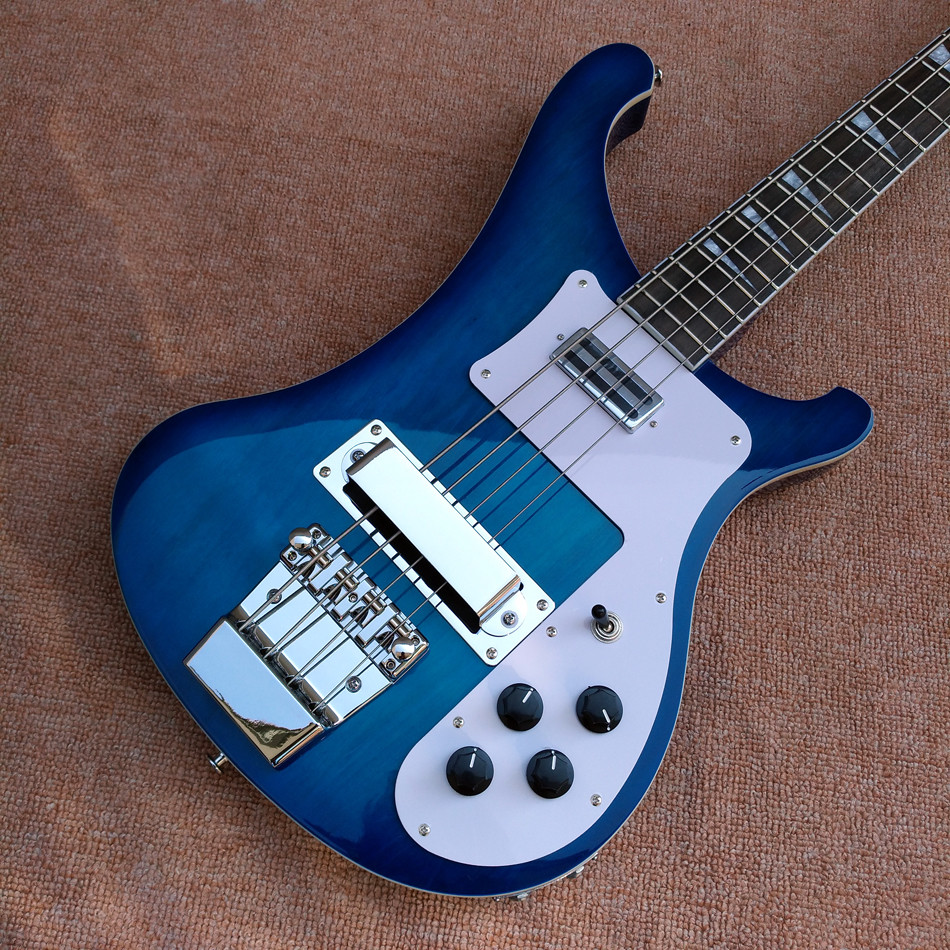 2017 Best Bass Top quality Rick 4003 model Ricken 4 strings Electric Bass guitar in blue color, Chrome hardware, Free sh