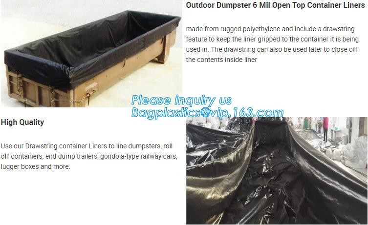 Dumpster 6Mill Open Top Roll Off Drawstring Container Liners,Open Top Drawstring 6 Mil Roll Off Container Liners, BAGEAS