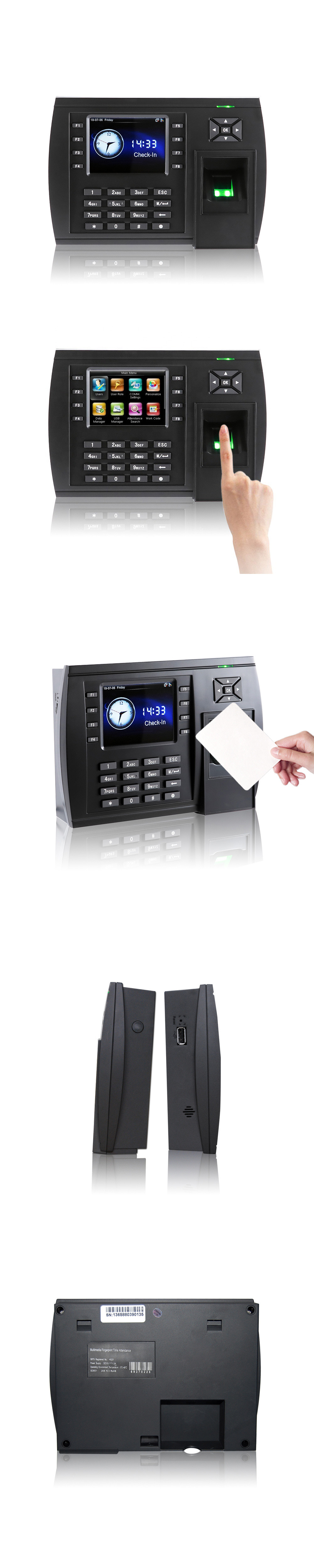 Multimedia WIFI Biometric Employee Fingerprint Time Attendance System With Card Reader