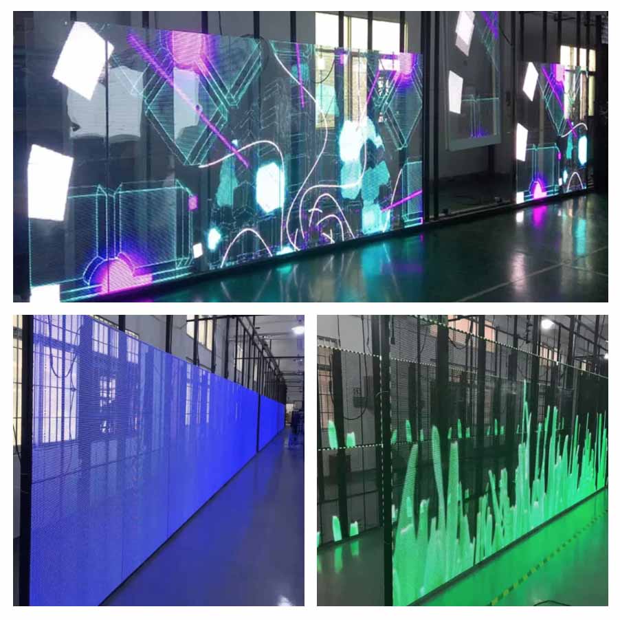 glass window led facade transparent led screen