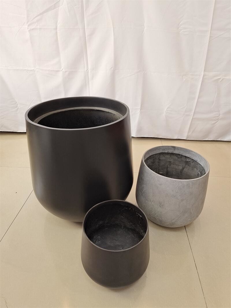 Round Shape Fiberglass Flower Pots GRP Planter Box for Hotel Outdoor Indoor