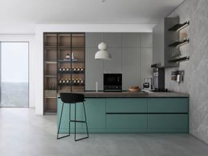 Wholesale Modern Modular Designs Custom Islands And Countertop Wood Doors Melamine Kitchen Cabinet for Apartment from china suppliers