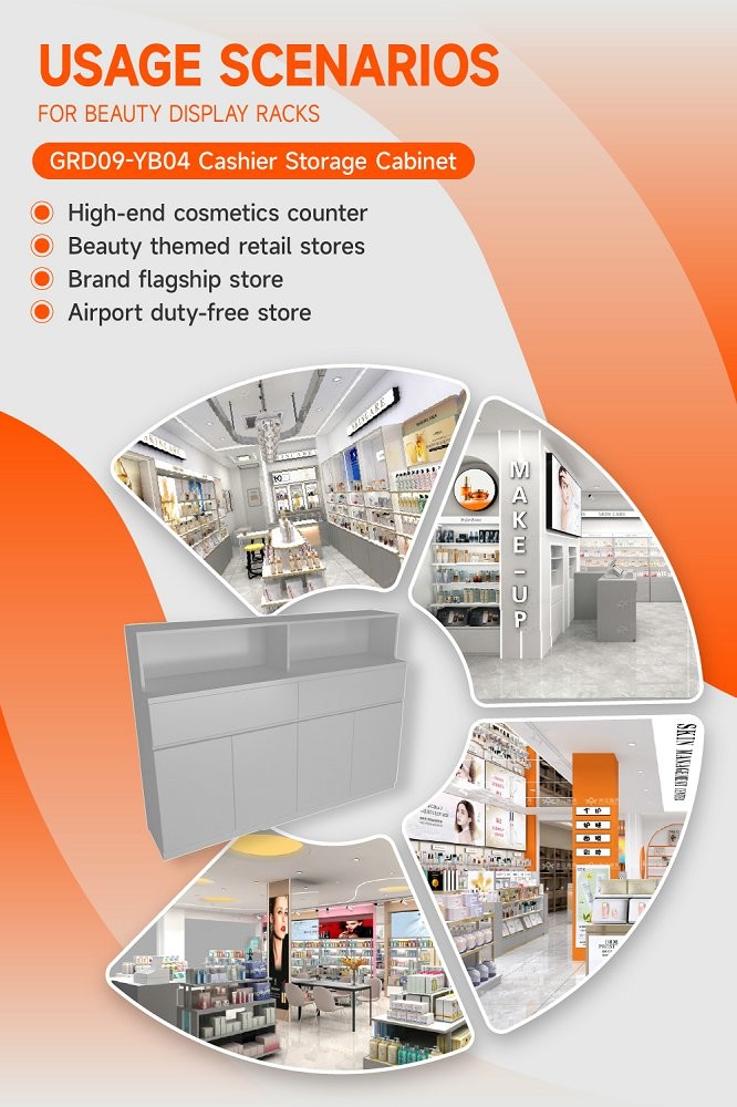 GDR09-YB04 Retail Display Counter with Gray Edging Strip and Space Optimization for Department Stores