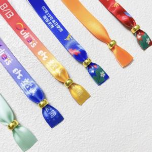 Wholesale Factory Custom Logo Polyester Woven Cloth Bracelets Concert Promotion Event Adjustable Length Park Admission Wristband from china suppliers