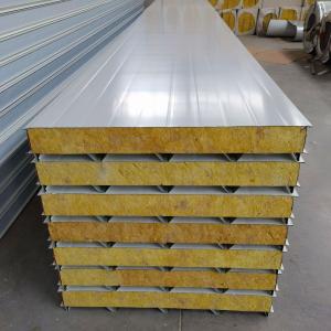 Wholesale 48kg/M3 Roof Panels Heat Insulation Materials Color Steel Rock Wool Sandwich Panel from china suppliers
