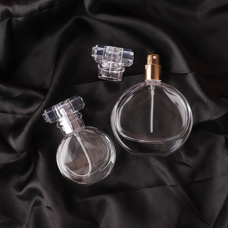 OEM 50ml 20 ml Perfume Spray Bottle portable perfume bottle flat round glass