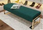 Velvet Stainless Steel upholster Long Bench Ottoman Foot Stool Bench