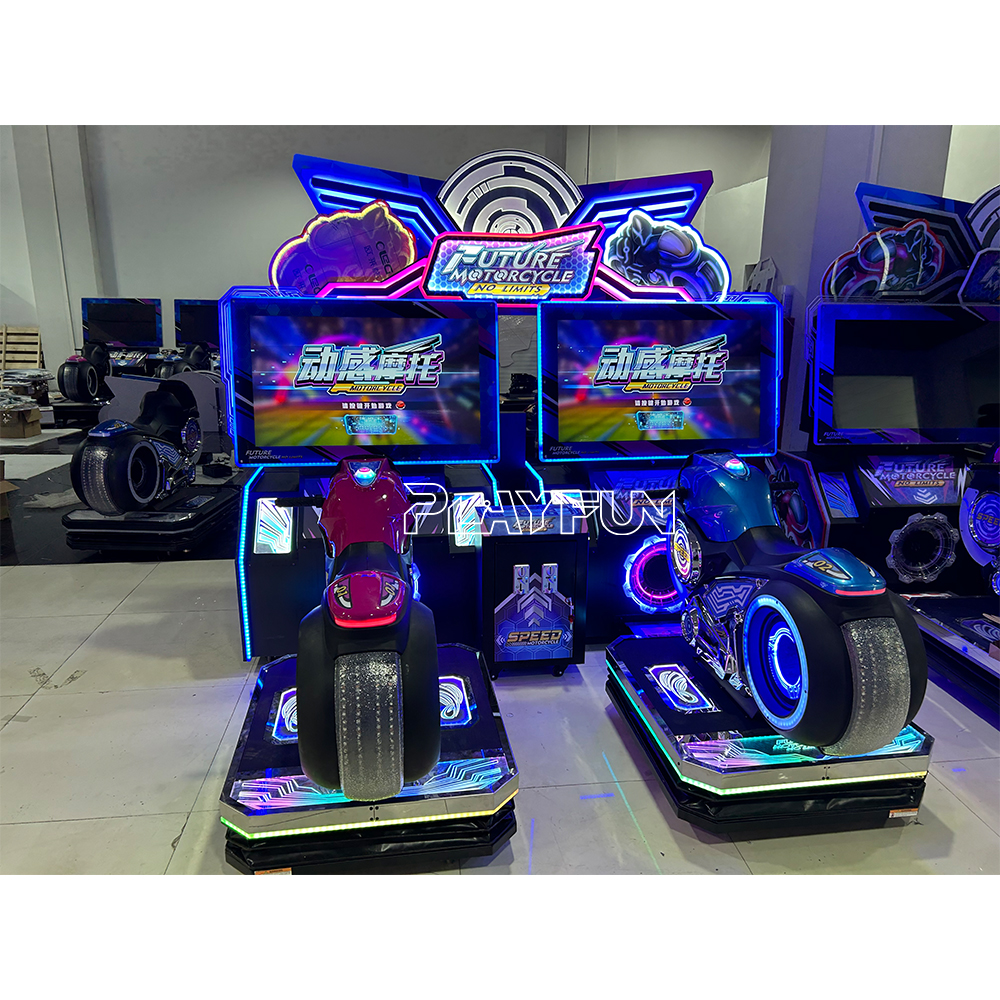 High Quality Coin Operated Twin Gaming Future Motorcycle Bike Racing Car Moto Driving Simulator Motion Arcade Game Machine