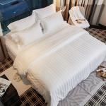 Plain dyed 1 & 3cm stripe 100% cotton bed sheet for hotel hospital dormitory