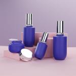 Cosmetic 45ml Blue Glass Lotion Bottle Skin Care Cream Jar Makeup Set
