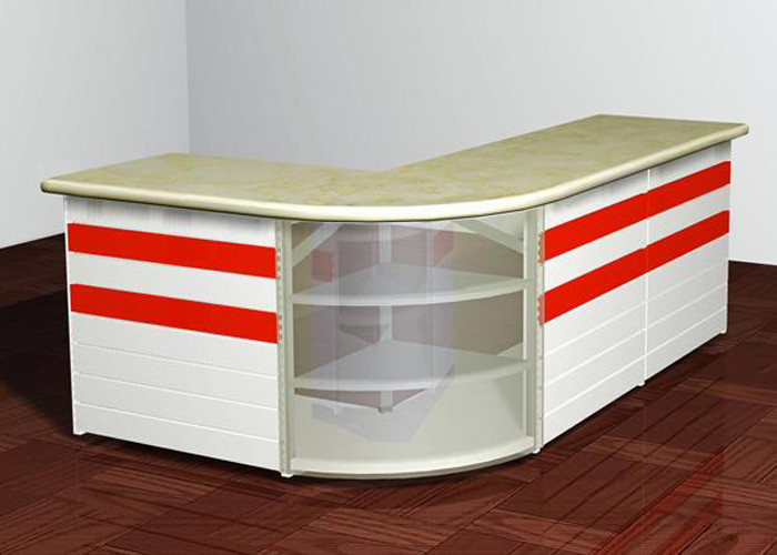L - Shaped Front Desk Retail Checkout Counter Middle Size For Shopping Mall