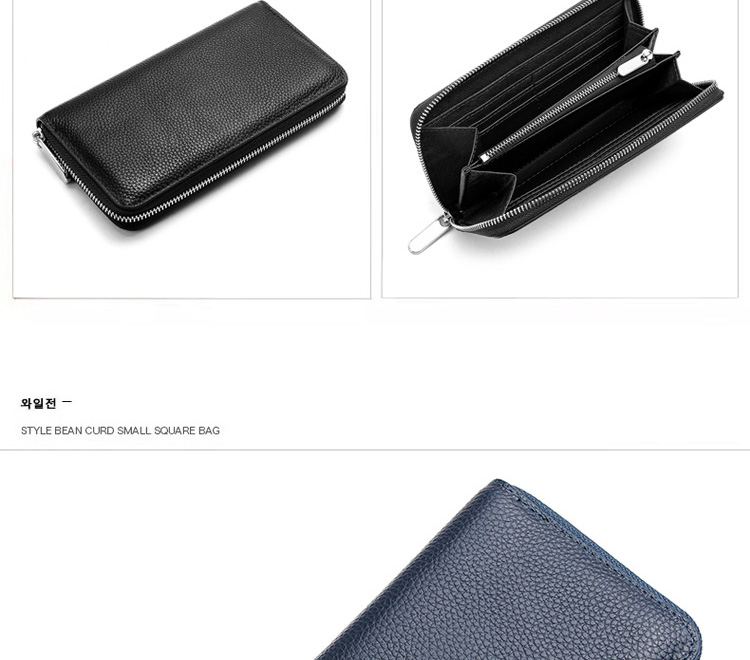 Availiable Genuine Pebble Leather Coin Purses Custom Long Zipper Wallet for Men Women