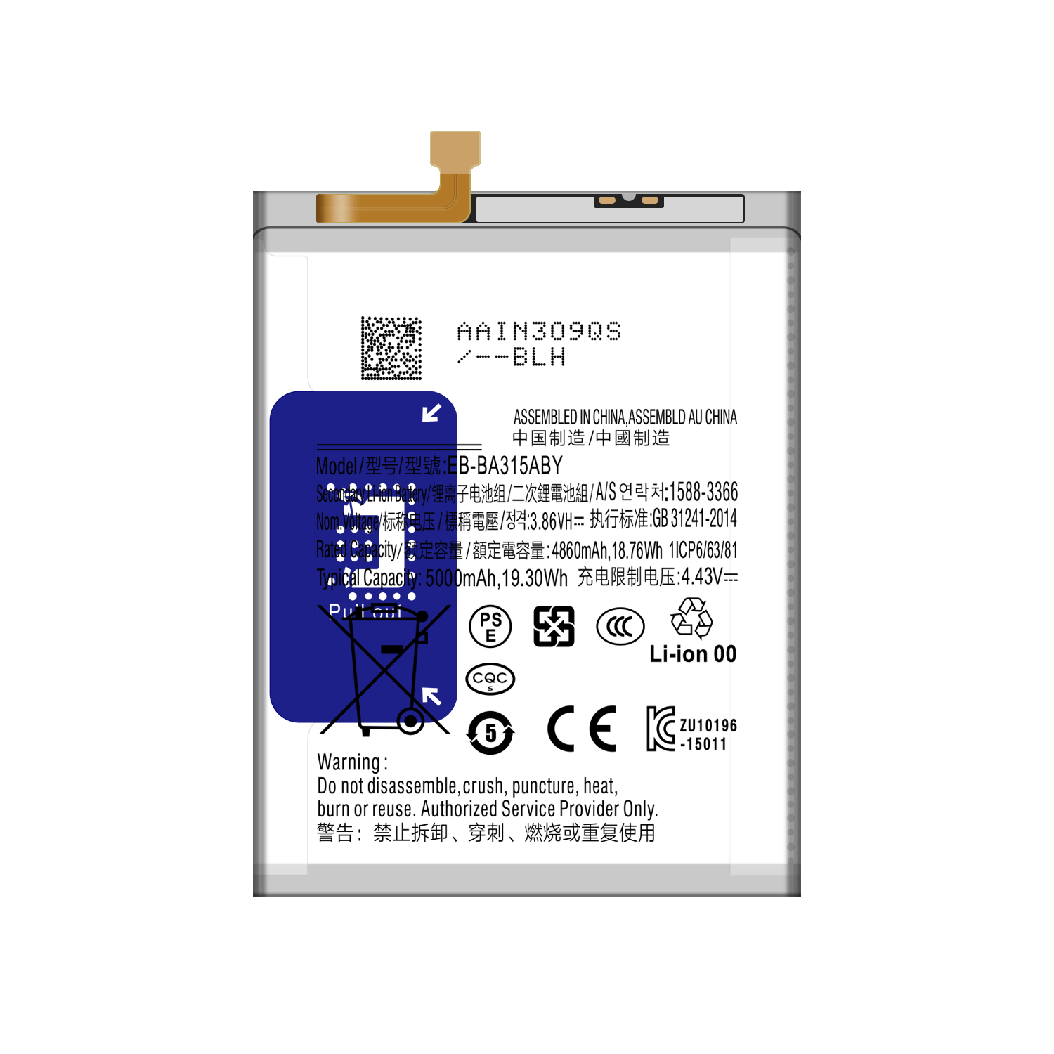 EB-BA315ABY Rechargeable Secondary Li-ion Battery for SAM Galaxy A31 A315F A315G A32 4G