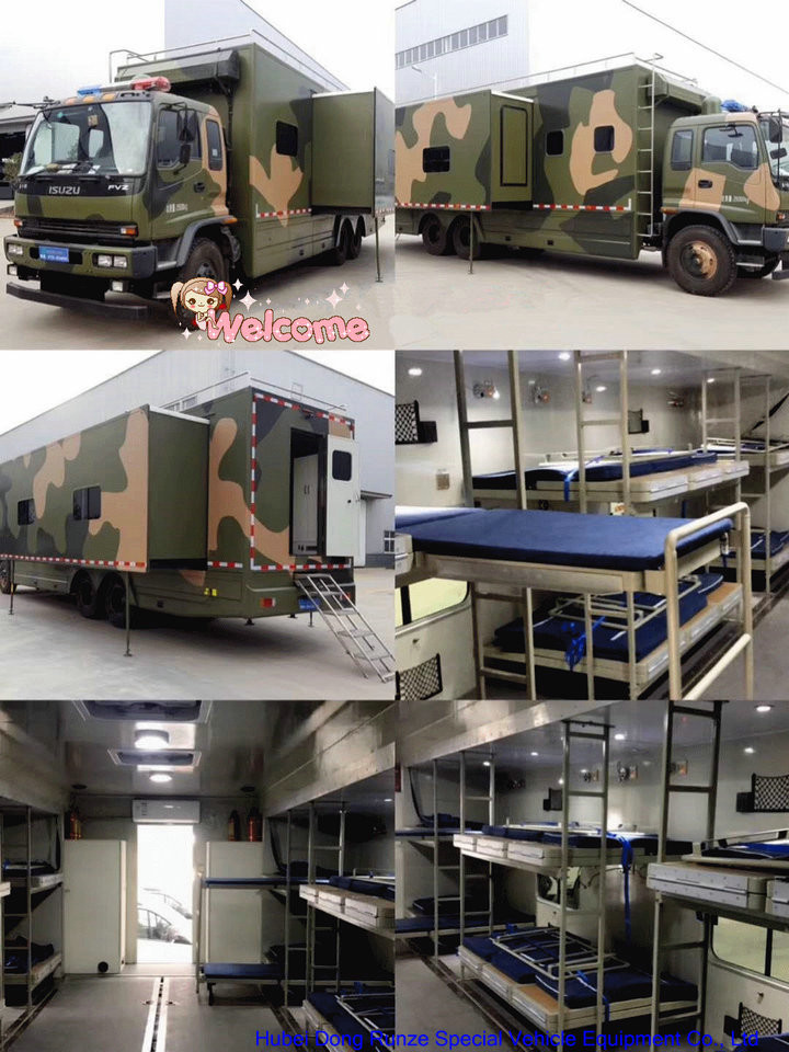 Camouflage Mobile Workshop Truck , Isuzu FVZ Outdoor Caravan With Sleep Bed