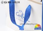 Colored Cotton Flat Ribbon Handle White Cardboard Printed Paper Bags
