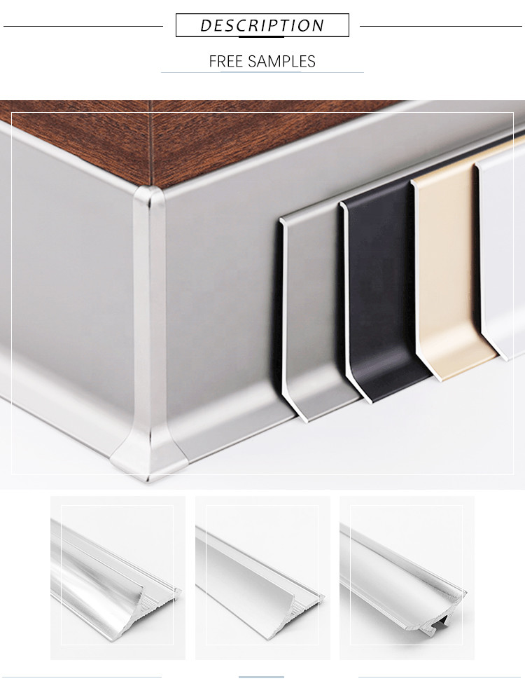 Weather Resistance Aluminum Skirting Board , 2.44m Brushed Aluminium Skirting