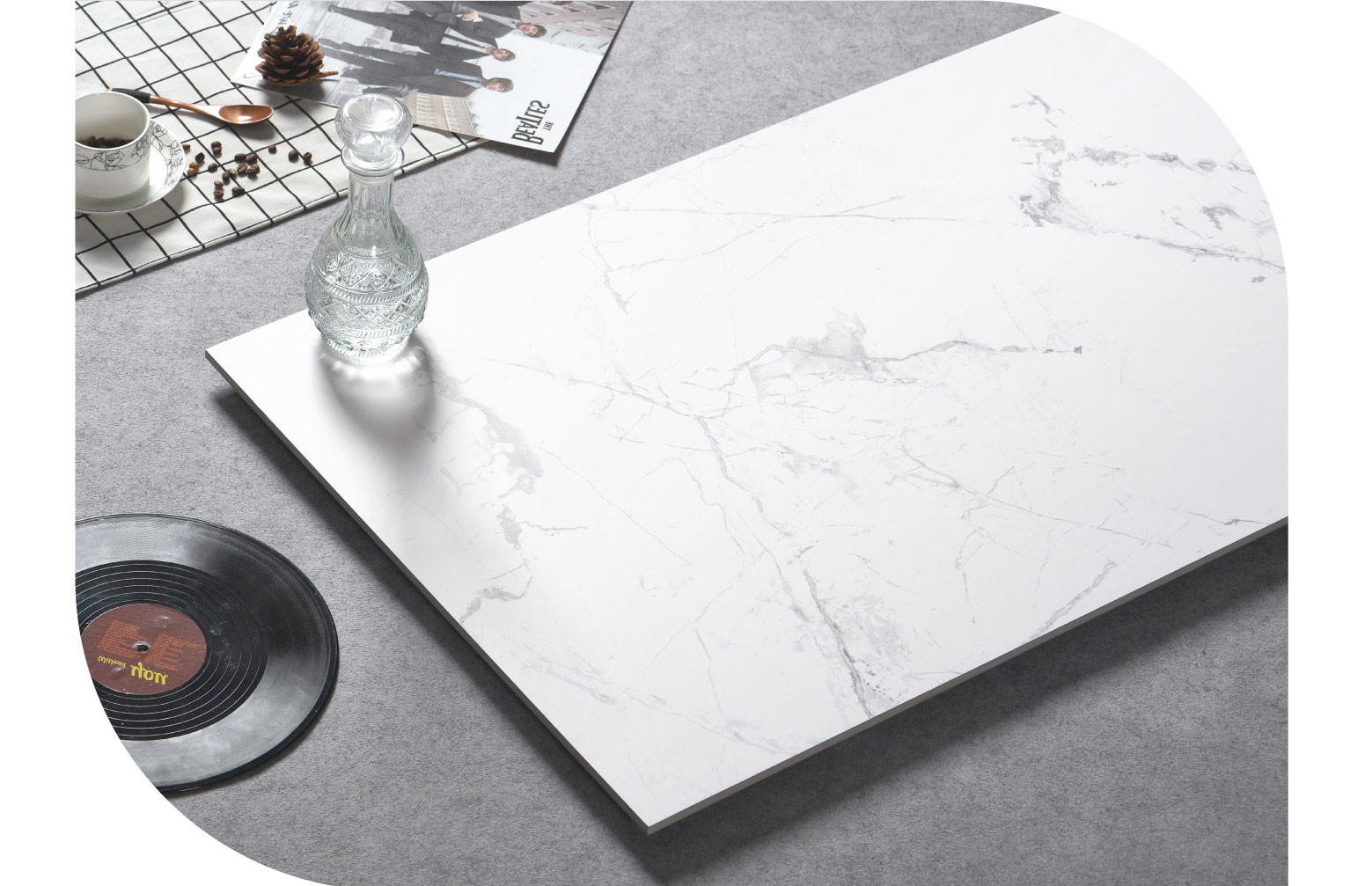White Carrara Soft Glazed Porcelain Floor Tiles For Project 1200x600mm