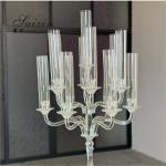 New White 13 Arms Candelabra Tall Wedding Table Decoration Crystal Wedding