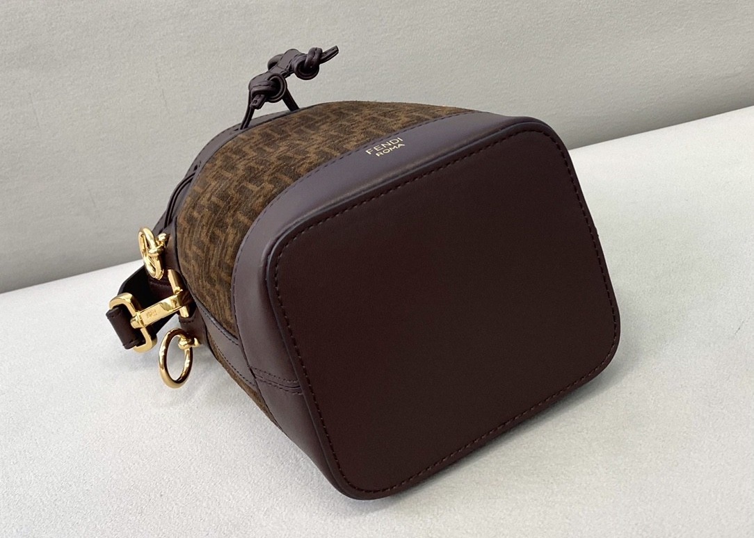 Drawstring Coffee Small Leather Crossbody Bag Old Flower Pattern