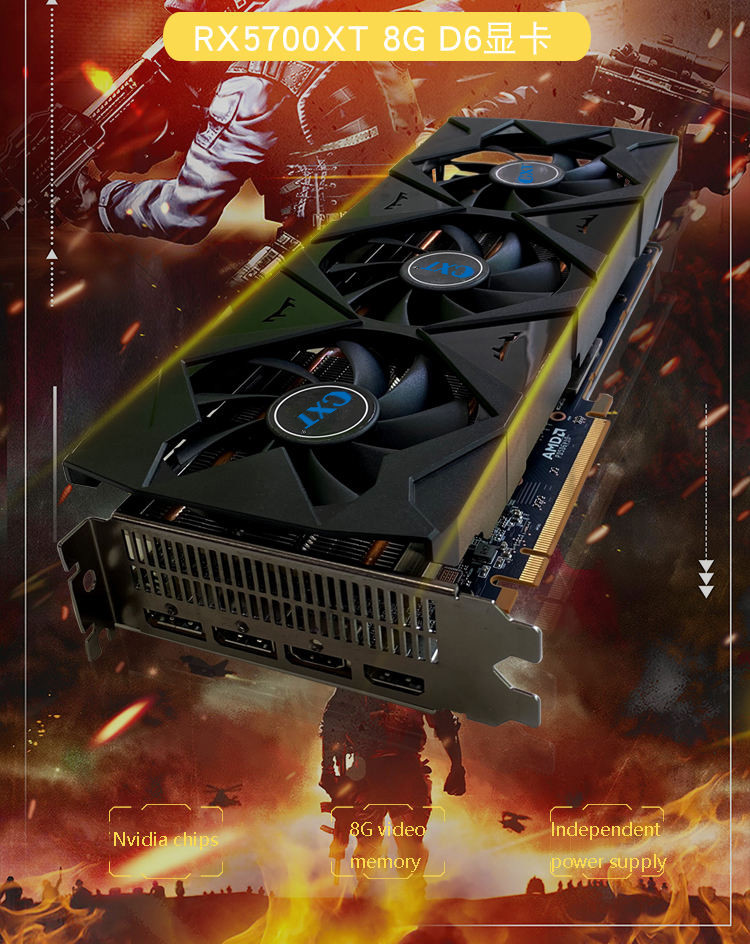China Supplier Radeon Rx 5700 Xt 8Gb Gddr6 Card Pulse 8G Amd Sapphire Nitro Graphic Rx5700Xt graphics Cards GPU for Sale