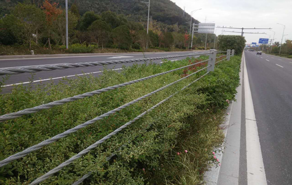 Roadway Safety Barrier Flexible Cable Guardrail With Galvanized Powder Coated Coating